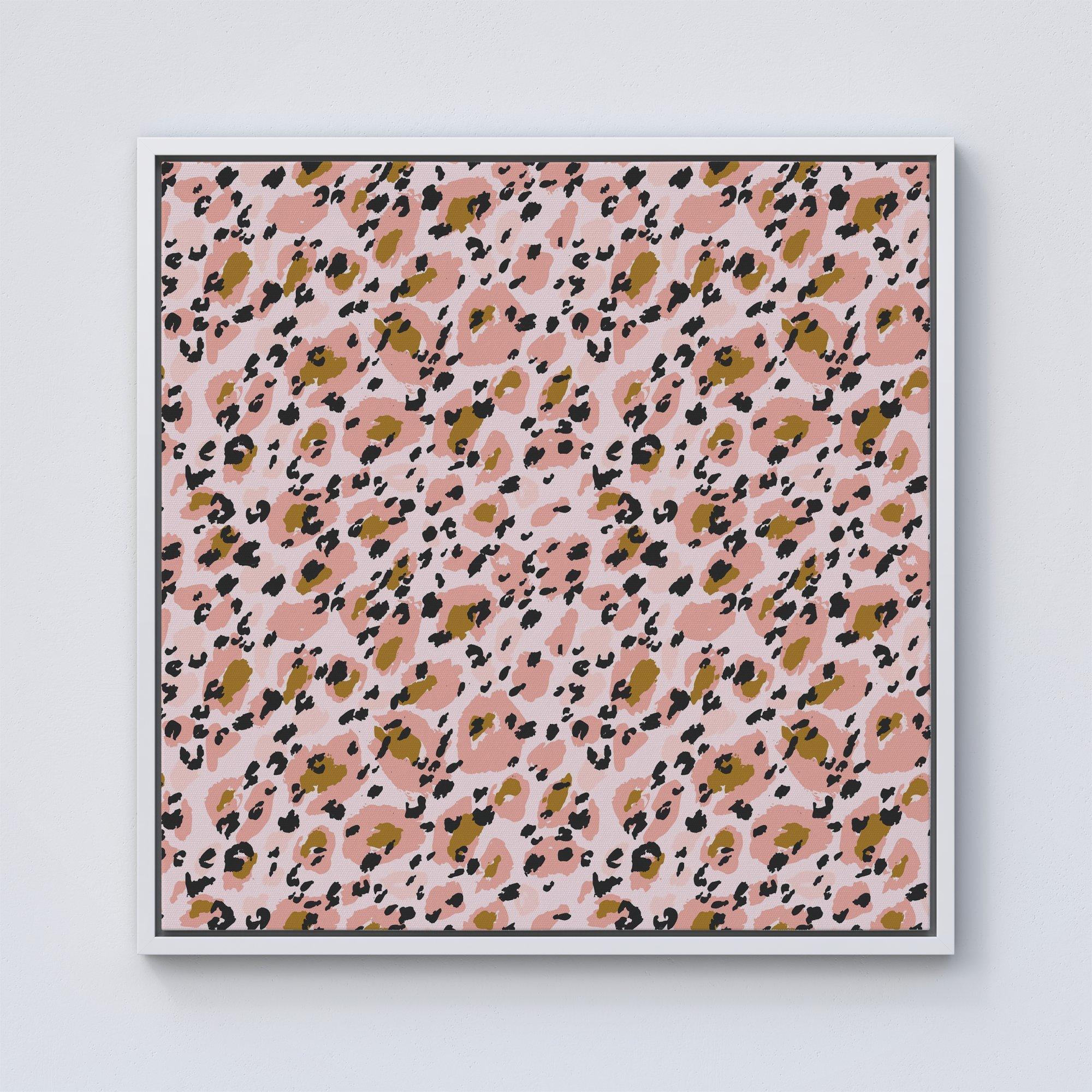 Hand Drawn Pink Leopard Print Framed Canvas
